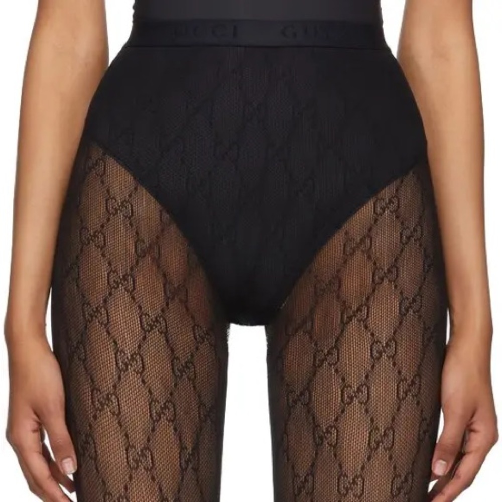 Gucci GG Logo Supremelis Black Tights